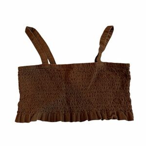 American Eagle Outfitters Brown Ruffle Crop Top